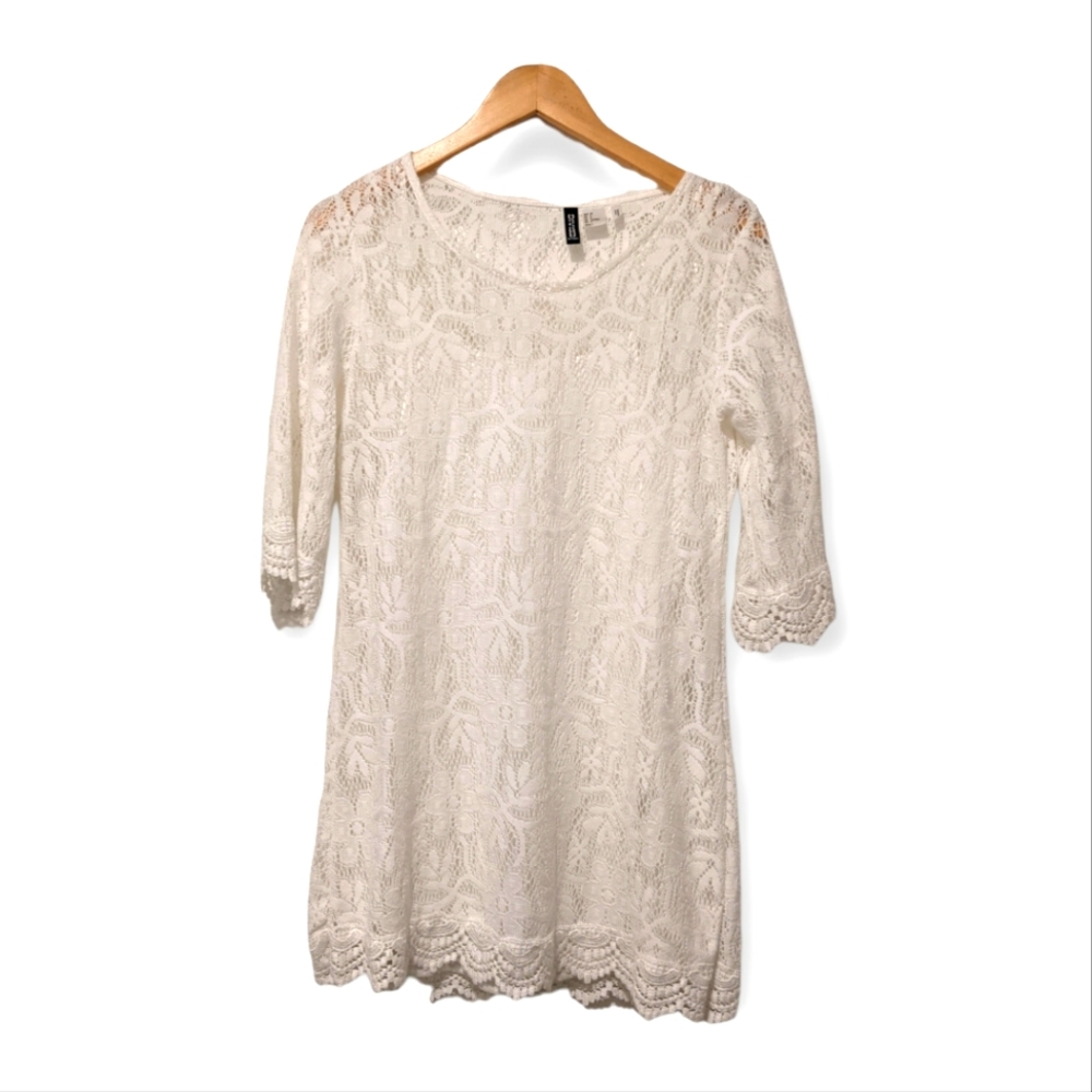 H&M White Lace Tunic Size 8